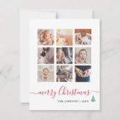 シックなスクリプト9フォトコラージョスクリエレガントスマス シーズンカード (正面)