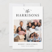 シックなスクリプト&セリフファミリー名3フォトクリスマス シーズンカード (正面)