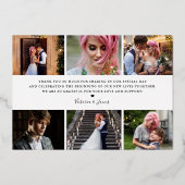 シックなスクリプト |フォトコラージュ結婚の感謝 箔招待状 (裏面)