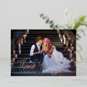 シックなスクリプト |フォトコラージュ結婚の感謝 箔招待状 (立ち正面)