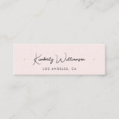 シックなスクリプトQRコードイヤリングピンクディスプレイカード スキニー名刺 (正面)