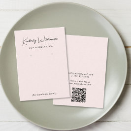 シックなスクリプトQRコードイヤリングピンクディスプレイカード 名刺