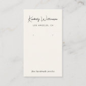 シックなスクリプトQRコードクリームイヤリングディスプレイカード 名刺 (正面)