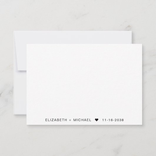 シックなスクリプトQRコ結婚ード 出欠カード (裏面)