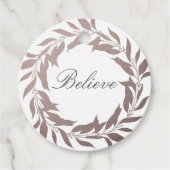 シックなスクリプ信じトパープルフォイルリースクリスマス フェイバータグ (正面)