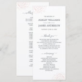 シックなスクリプ淡い色のトフローラピンクシンプルローズ結婚ズ プログラム (正面/裏面)