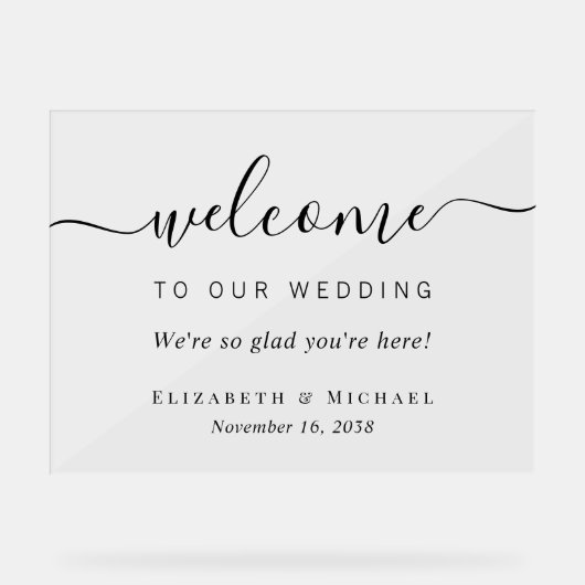 シックなスクリプ結婚トの歓迎 アクリルサイン (正面)