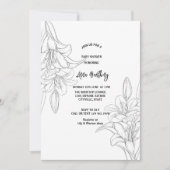 シックなスケッチラインスケッチリリーフローラベビースシャワー 招待状 (正面)