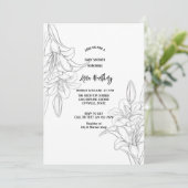シックなスケッチラインスケッチリリーフローラベビースシャワー 招待状 (スタンド正面)