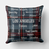 シックなスコティッシュブルーレッドタータンチェックプレイド&メガシティ クッション (裏面)