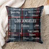 シックなスコティッシュブルーレッドタータンチェックプレイド&メガシティ クッション (ブランケット)