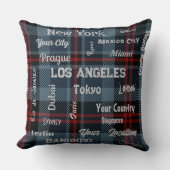 シックなスコティッシュブルーレッドタータンチェックプレイド&メガシティ クッション (正面)