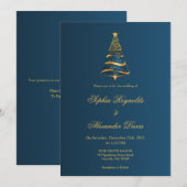 シックなスタイリッシュクミニマルリスマス結婚ツリー 招待状 (正面/裏面)