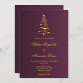 シックなスタイリッシュクミニマルリスマス結婚ツリー 招待状 (正面/裏面)