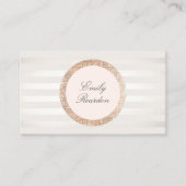 シックなスタイリッシュバラストライプの金ゴールドシークインピンクロゴ 名刺 (正面)