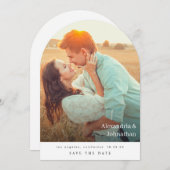 シックなスタイリッシュ写真モダン日付の円弧を保存 招待状 (正面/裏面)