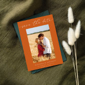 シックなスタイリッシュ写真モダン日付を保存3 – オレンジ 招待状