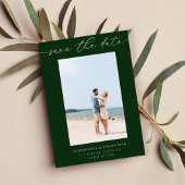 シックなスタイリッシュ写真モダン日付を保存3 – 緑 招待状