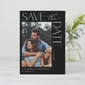 シックなスタイリッシュ写真Save the Date 2 Black 招待状 (スタンド正面)