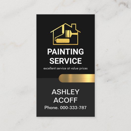 シックなスタイリッシュ金ゴールドタブのペインター 名刺 (正面)