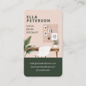 シックなスタイリッシュWorkstation Office Deskソーシャルメディア 名刺 (正面)