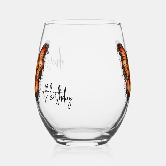 シックなスチームパンク工業用ビクトリアン蝶 ステムなしワイングラス (左)