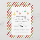 シックなストライプクリスマス&クリスマスオーナメントクリスマスパーティー シーズンカード (正面/裏面)