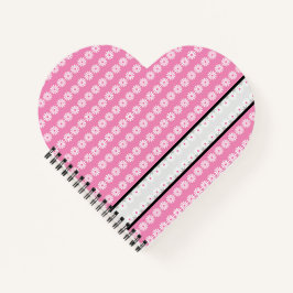 シックなストライプピンクのバフランスのックグレーのデイジー ノートブック