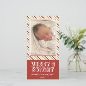 シックなストライプメリークリスマスの家族の写真 シーズンカード (スタンド正面)
