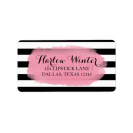 シックなストライプ |白黒ピンク ラベル