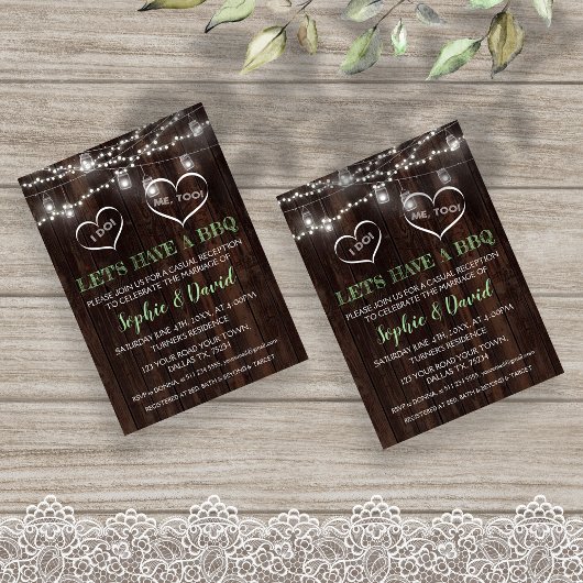シックなストリングライツメイソンジャールオールドバーンI do BBQ 招待状