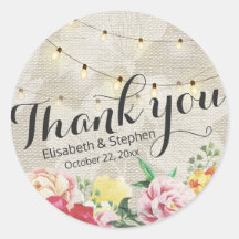 シックなストリングライツリネン結婚フローラサンキュー