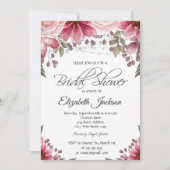 シックなストリングライトフローラブライダルシャワー 招待状 (正面)