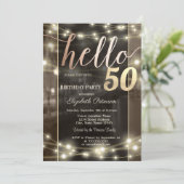 シックなストリングライトブラック50thバースデーパーティー 招待状 (スタンド正面)