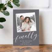 シックなスナップショットフォト婚約 案内状