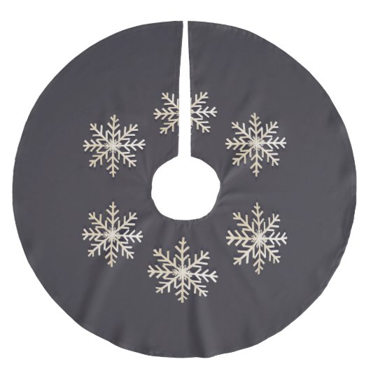 シックなスノーフレーククリスマスツリースカート ブラッシュドポリエステルツリースカート (正面)