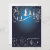 シックなスノーフレークスクリスマスツリーズホリデーパーティー 招待状 (裏面)