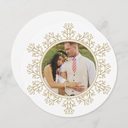 シックなスノーフレーク | 休日の写真カード シーズンカード (正面/裏面)