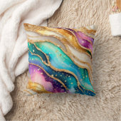 シックなスパークリーグリッターゴールデンレインボインアゲートグラマー クッション (ブランケット)