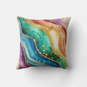 シックなスパークリーグリッターゴールデンレインボインアゲートグラマー クッション (裏面)