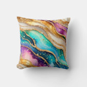 シックなスパークリーグリッターゴールデンレインボインアゲートグラマー クッション (正面)