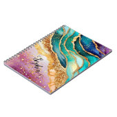 シックなスパークリーグリッターゴールデンレインボインアゲートグラマー ノートブック (左側)