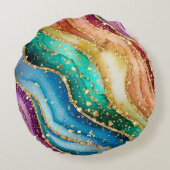 シックなスパークリーグリッターゴールデンレインボインアゲートグラマー ラウンドクッション (裏面)