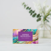 シックなスパークリーグリッターゴールデンレインボインアゲートグラマー 名刺 (スタンド正面)