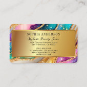 シックなスパークリーグリッターゴールデンレインボインアゲートグラマー 名刺 (裏面)