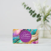 シックなスパークリーグリッターゴールデンレインボインアゲートグラマー 名刺 (スタンド正面)