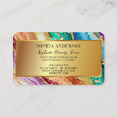 シックなスパークリーグリッターゴールデンレインボインアゲートグラマー 名刺 (裏面)