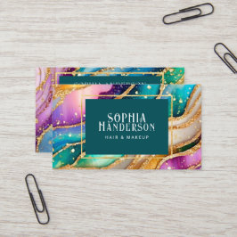 シックなスパークリーグリッターゴールデンレインボインアゲートグラマー 名刺