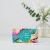 シックなスパークリーグリッターゴールデンレインボインアゲートグラマー 名刺 (スタンド正面)