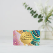 シックなスパークリーグリッターゴールデンレインボインアゲートグラマー 名刺 (スタンド正面)